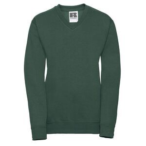Russell Collection Childrens/Kids V Neck Sweatshirt / Bottle Green